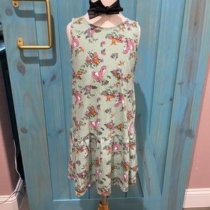 Girl’s Green Cotton Unicorns Dress -8Y